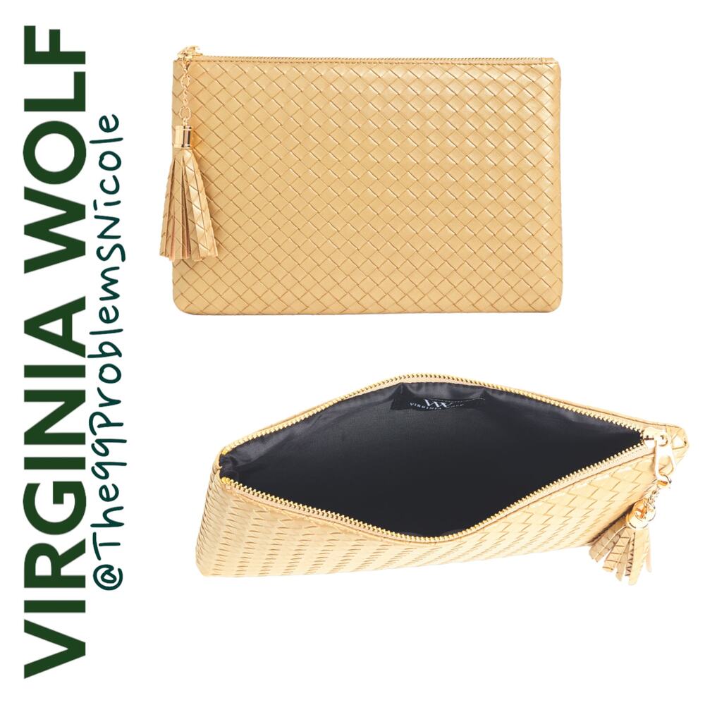 Virginia Wolf Gold Woven Mimi Pouch Clutch